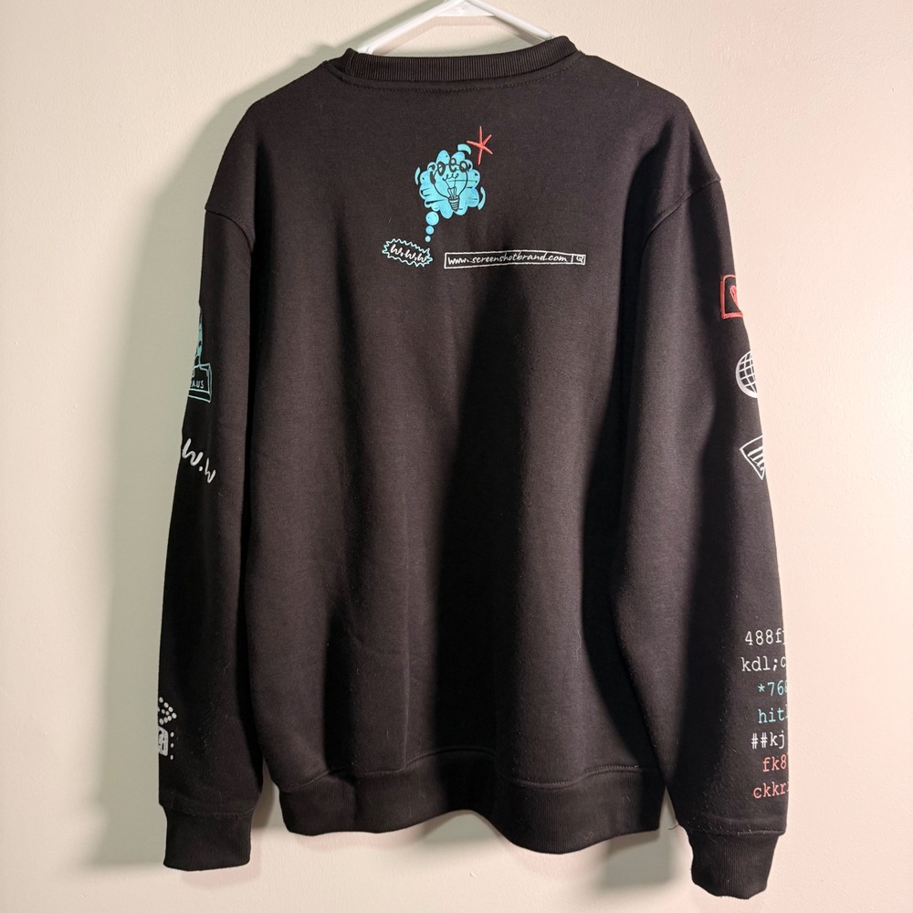 Screenshot Brand Mens Black Graphic Embroidered Streetwear Sweatshirt Large - Picture 7 of 7